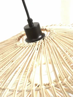Lampadaire en bambou noir avec abat-jour en bois blanc 176x55 cm Zanzibar - Good & Mojo