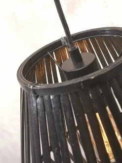 Lampadaire en bambou noir avec abat-jour en bois noir 150x30 cm Merapi - Good & Mojo