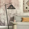 Lampadaire en bambou noir avec abat-jour en bois noir 150x45 cm Tahiti - Good & Mojo