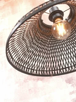 Lampadaire en bambou noir avec abat-jour en bois noir 150x45 cm Tahiti - Good & Mojo