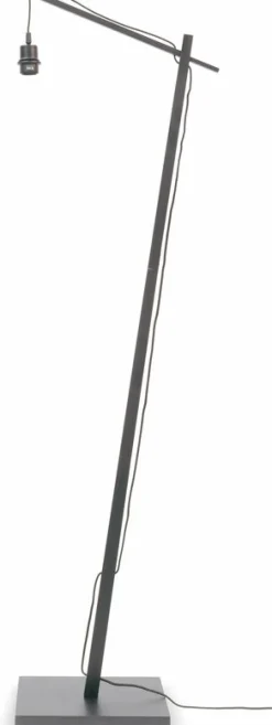 Lampadaire en bambou noir avec abat-jour en bois noir 150x45 cm Tahiti - Good & Mojo