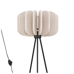 Lampadaire en feutre beige et acier noir 45x134cm Mula - Sollux