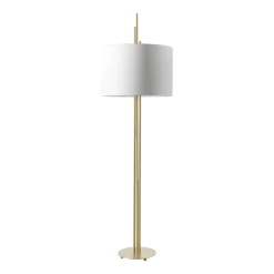 Lampadaire en laiton satiné et abat-jour blanc 200cm Upper - CVL Luminaires
