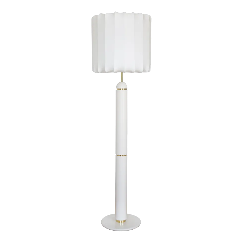 Lampadaire en métal laqué crème abat-jour canelé Guimauve - Cosin Paris