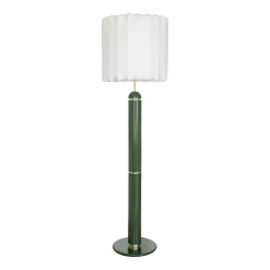 Lampadaire en métal laqué vert abat-jour canelé Guimauve - Cosin Paris