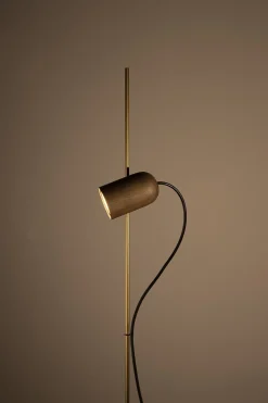 Lampadaire en noyer et détail doré 136cm Onfa - Nomon