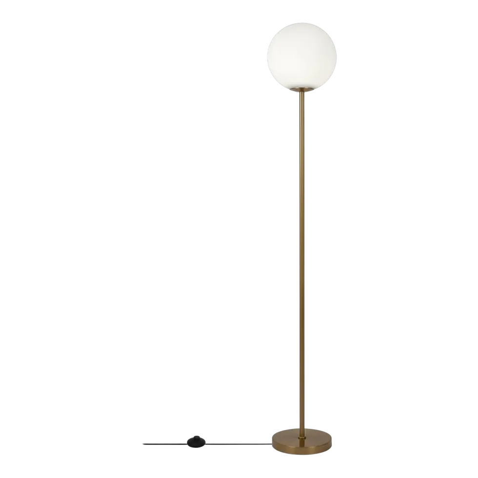 Lampadaire en verre dépoli et métal couleur laiton 155 cm Ring - Maytoni