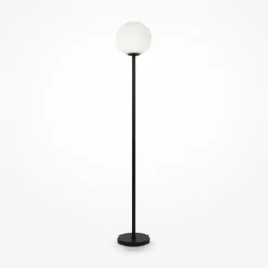 Lampadaire en verre dépoli et métal noir 155 cm Ring - Maytoni