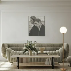 Lampadaire en verre dépoli et métal noir 155 cm Ring - Maytoni