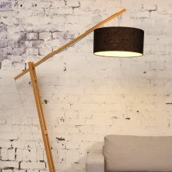 Lampadaire noir en bambou et lin Montblanc - Good & Mojo