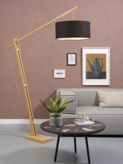 Lampadaire noir en bambou et lin Montblanc - Good & Mojo