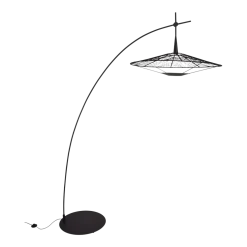 Lampadaire tissage en coton et bambou noir 240cm Carpa - Forestier