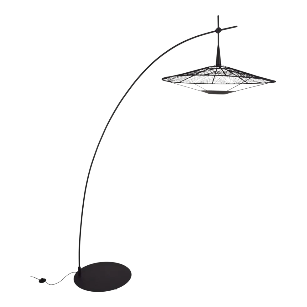 Lampadaire tissage en coton et bambou noir 240cm Carpa - Forestier