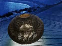 Lampe de sol d'extérieur en acier inoxydable et abat-jour blanc ivoire 61cm Garota P/01 - Bover
