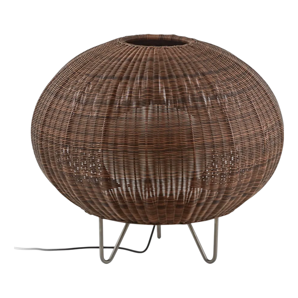 Lampe de sol d'extérieur en acier inoxydable et abat-jour marron 61cm Garota P/01 - Bover