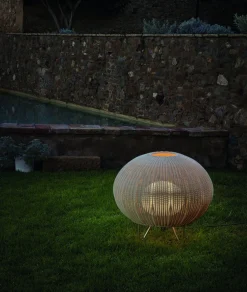 Lampe de sol d'extérieur en acier inoxydable et abat-jour marron 61cm Garota P/01 - Bover