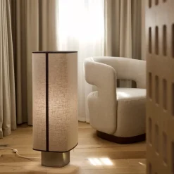 Lampe de sol en tissu beige et métal 79cm Dolce - Market Set