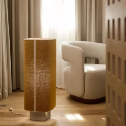 Lampe de sol en tissu jaune curry et métal 79cm Dolce - Market Set