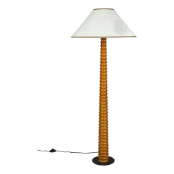 Lampe de table en chêne et abat-jour en tissu crème 60x145cm Horace - Dutchbone