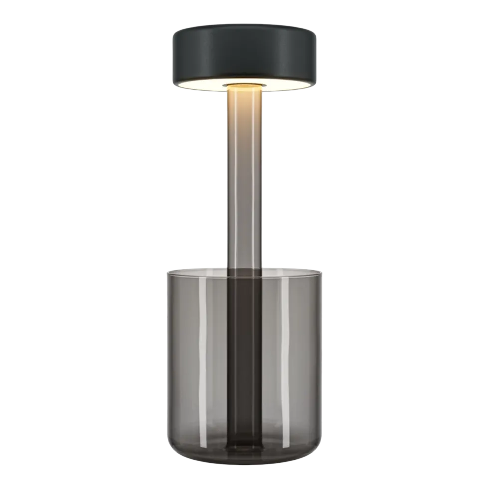 Lampe de table portable en aluminium noir et vase en verre fumé 12x34,8cm AI Collaboration - Maytoni