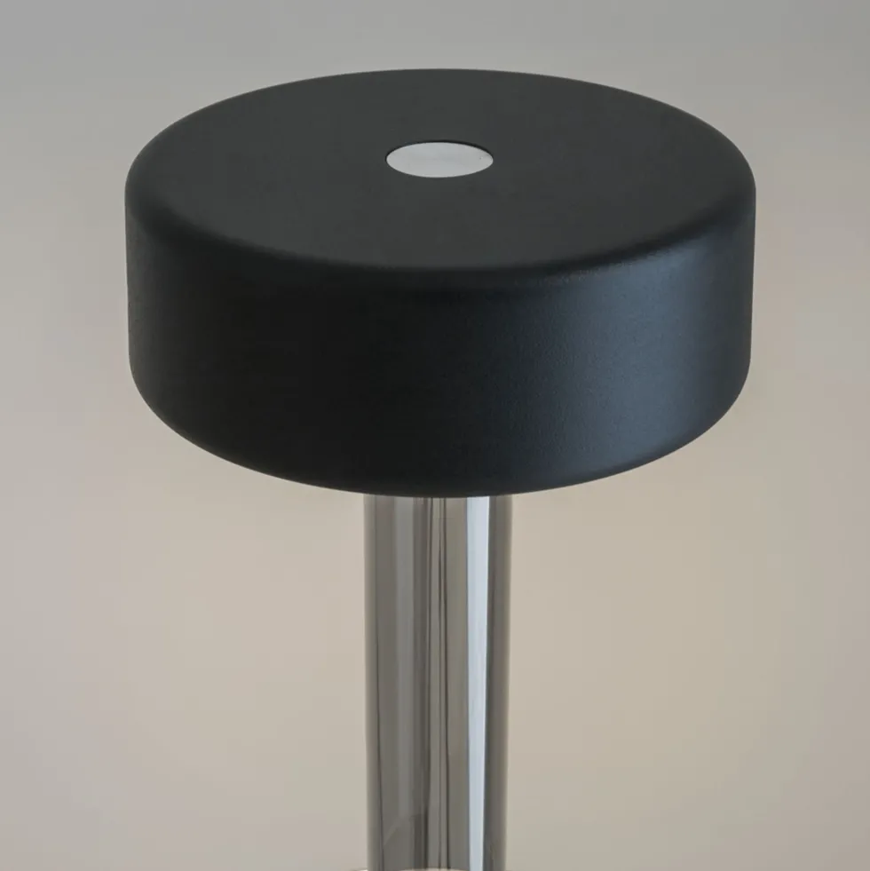Lampe de table portable en aluminium noir et vase en verre fumé 12x34,8cm AI Collaboration - Maytoni