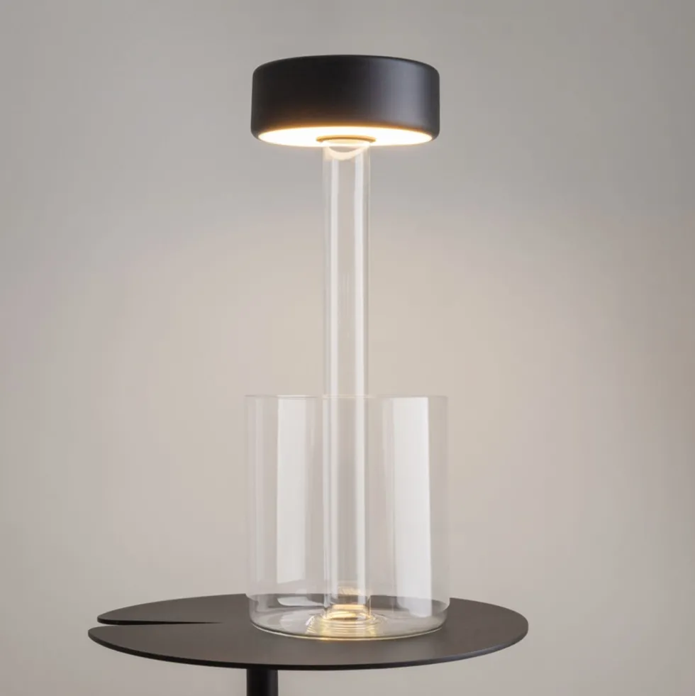 Lampe de table portable en aluminium noir et vase en verre 12x34,8cm AI Collaboration - Maytoni