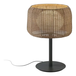 Lampe d'extérieur dimmable en aluminium graphite et abat-jour marron rotin 50x70cm Fora - Bover