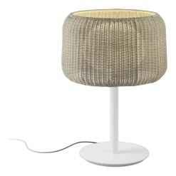 Lampe d'extérieur en aluminium blanc et abat-jour beige clair 50x70cm Fora - Bover