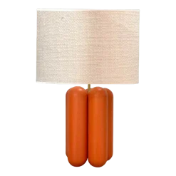 Lampe en bois corail et abat-jour en laine bouclé 32cm Charlotte - Cosin Paris