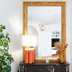Lampe en bois corail et abat-jour en laine bouclé 57cm Charlotte - Cosin Paris