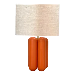 Lampe en bois corail et abat-jour en laine bouclé 57cm Charlotte - Cosin Paris