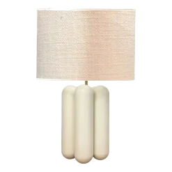 Lampe en bois crème et abat-jour en laine bouclé 57cm Charlotte - Cosin Paris