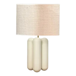 Lampe en bois crème et abat-jour en laine bouclé 32cm Charlotte - Cosin Paris
