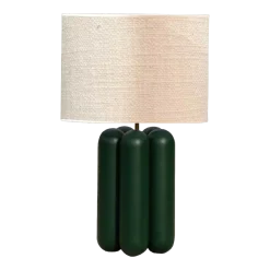 Lampe en bois vert et abat-jour en laine bouclé 32cm Charlotte - Cosin Paris