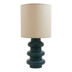 Lampe en céramique bleu et abat-jour en chanvre Luzia - The Cool Republic