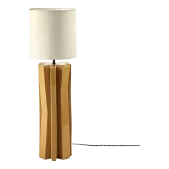 Lampe en céramique jaune et abat-jour en lin blanc 25x25x82cm Yucca 3 - Serax