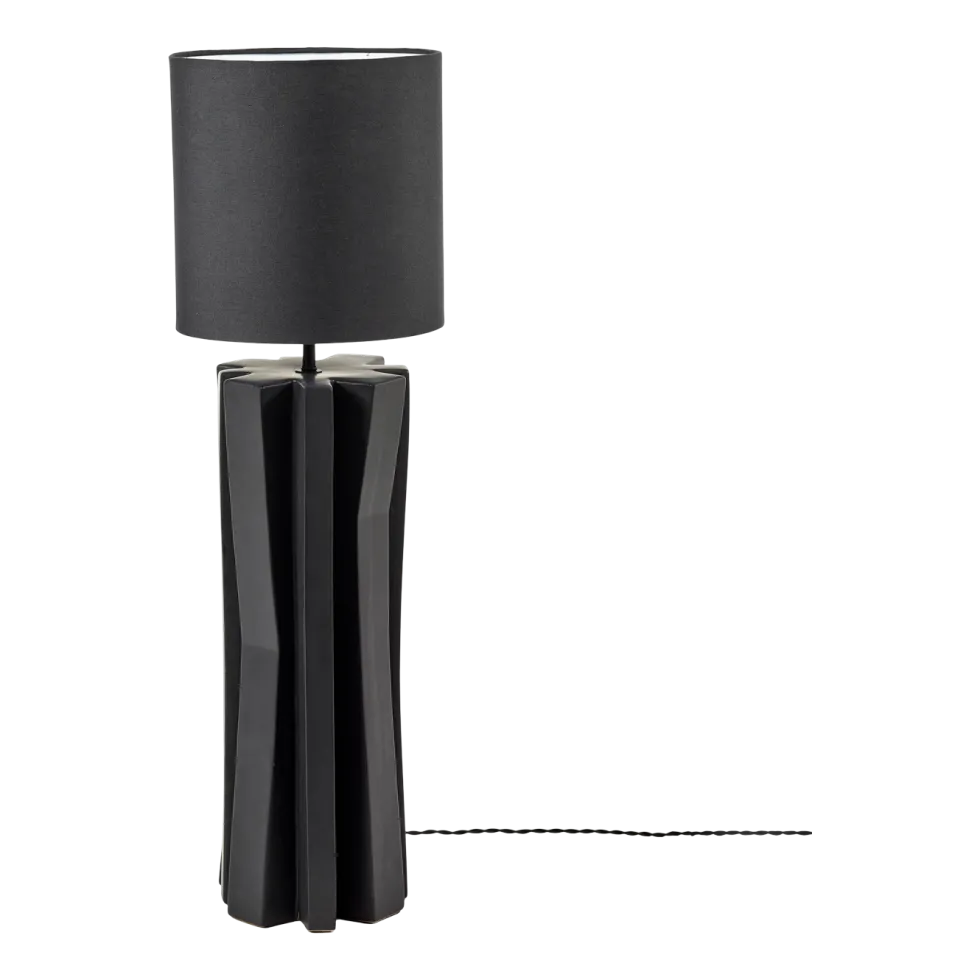 Lampe en céramique noire et abat-jour en lin noir 25x25x82cm Yucca 3 - Serax