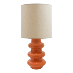 Lampe en céramique orange et abat-jour en chanvre Luzia - The Cool Republic