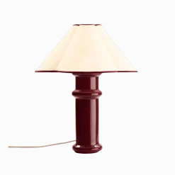 Lampe en céramique rouge porto brilant et abat-jour en coton Heath - Tala