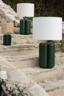 Lampe en hêtre vert et abat-jour en coton 11 x 18 cm Charlotte - Cosin Paris