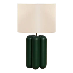 Lampe en hêtre vert et abat-jour en lin 23 x 40 cm Charlotte - Cosin Paris