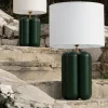 Lampe en hêtre vert et abat-jour en raphia 18 x 30 cm Charlotte - Cosin Paris