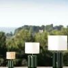 Lampe en hêtre vert et abat-jour en raphia 23 x 40 cm Charlotte - Cosin Paris