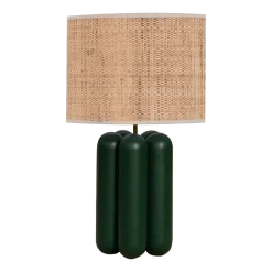 Lampe en hêtre vert et abat-jour en raphia 23 x 40 cm Charlotte - Cosin Paris