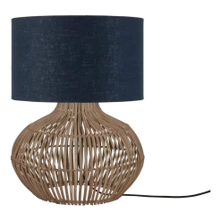 Lampe à poser en rotin avec abat-jour en lin bleu 32x20cm Kalahari - Good & Mojo