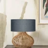 Lampe à poser en rotin avec abat-jour en lin gris 47x23cm Kalahari - Good & Mojo