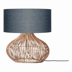 Lampe à poser en rotin avec abat-jour en lin gris 47x23cm Kalahari - Good & Mojo