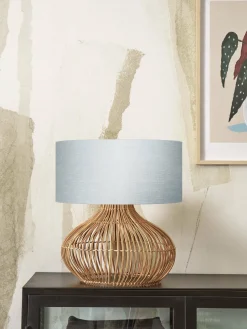 Lampe à poser en rotin avec abat-jour en lin gris 47x23cm Kalahari - Good & Mojo