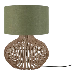 Lampe à poser en rotin avec abat-jour en lin vert 32x20cm Kalahari - Good & Mojo