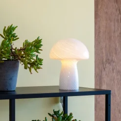 Lampe à poser en verre blanc champignon 18x23cm Jenny - Dyberg larsen